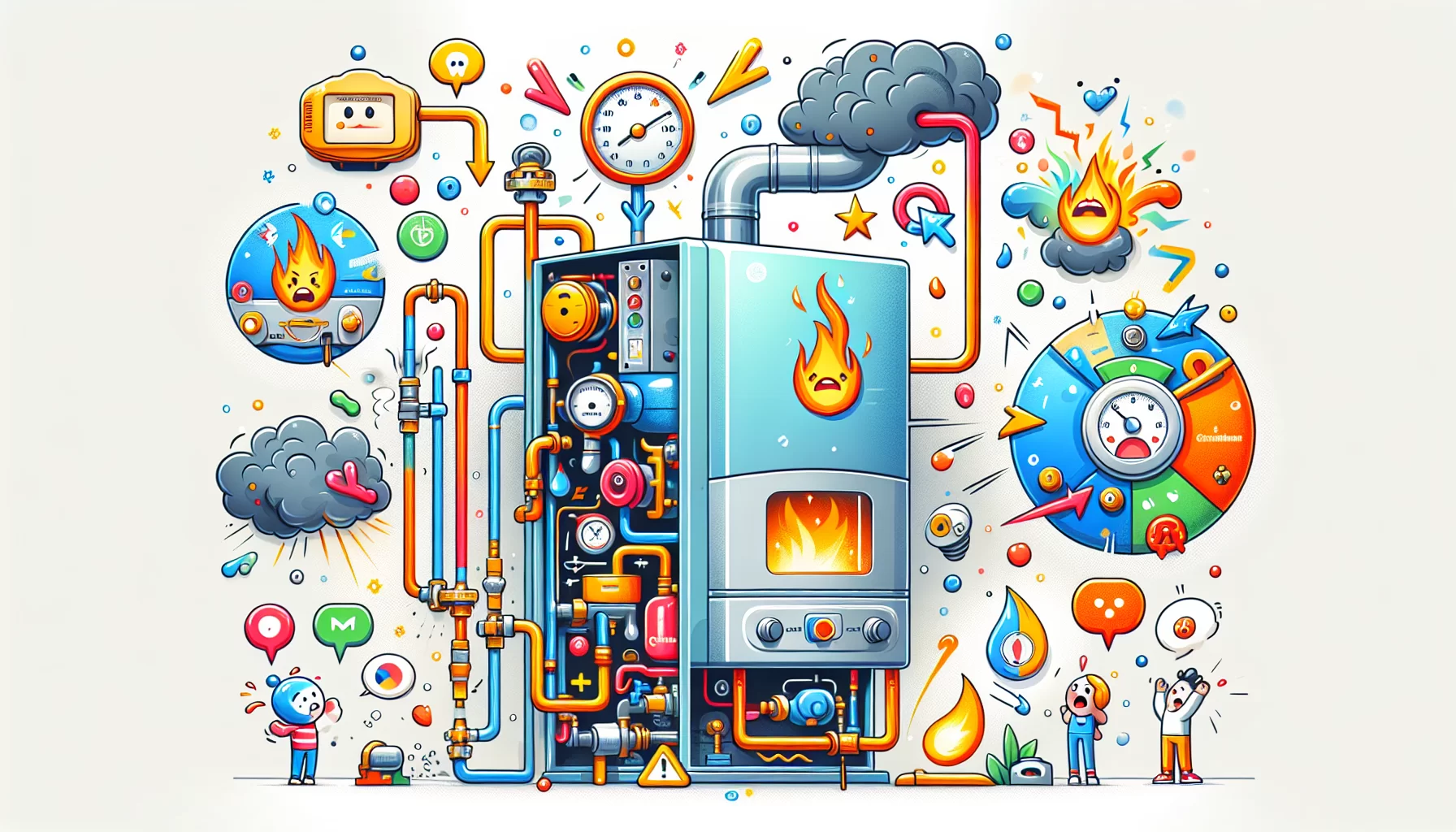 Häufige Ursachen für das Ausgehen der Gastherme, wie Zündflamme und Luftzufuhr.