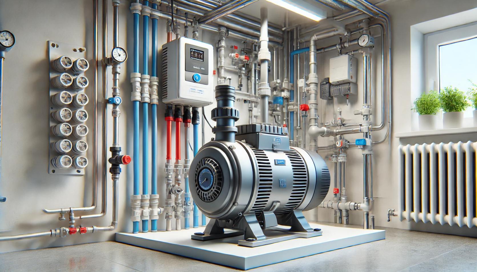 Illustration der Funktionsweise einer Umwälzpumpe im Warmwassersystem.