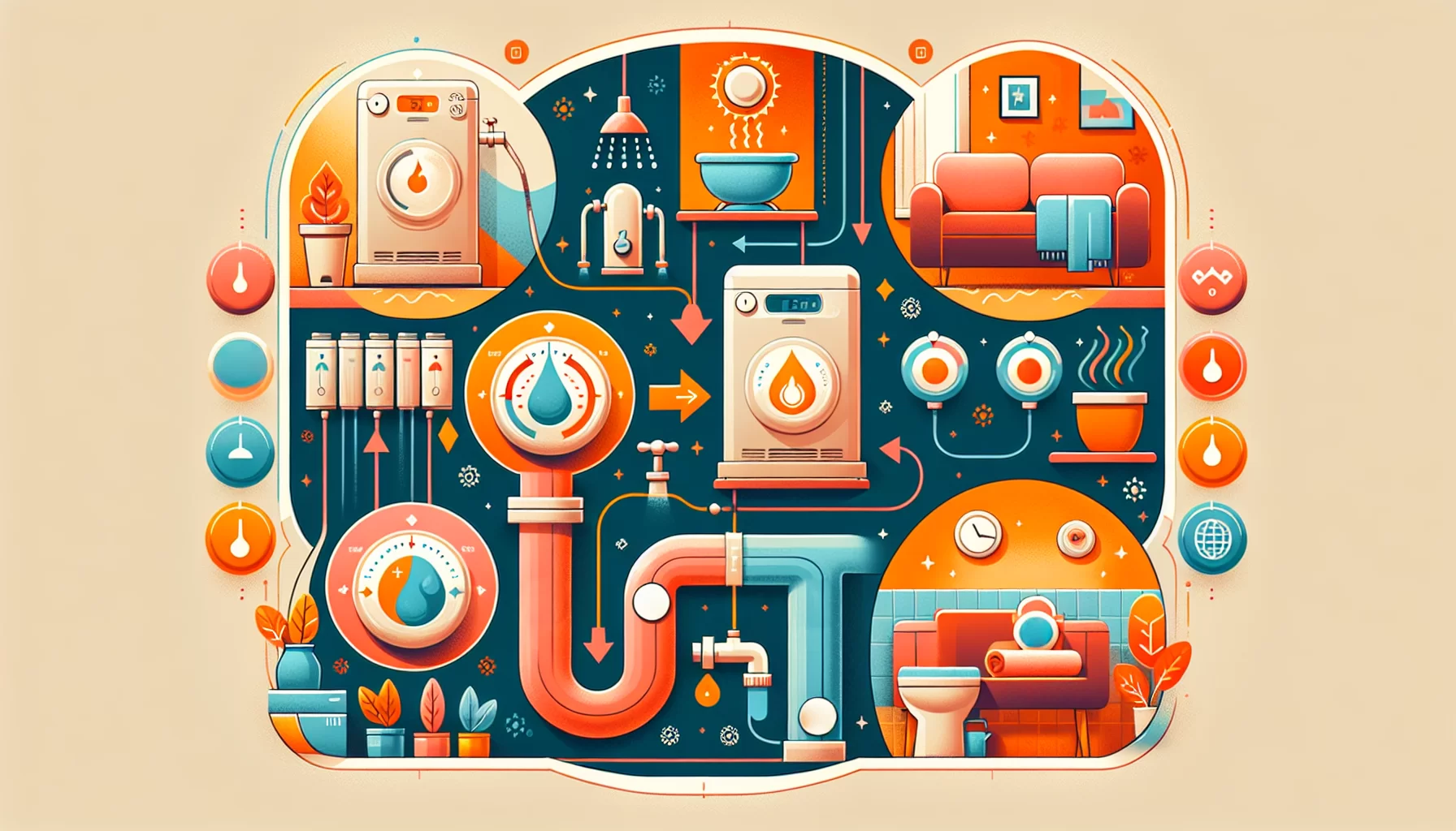 Schritt-für-Schritt-Anleitung zur Warmwasser-Einstellung, visualisiert durch eine Infografik.