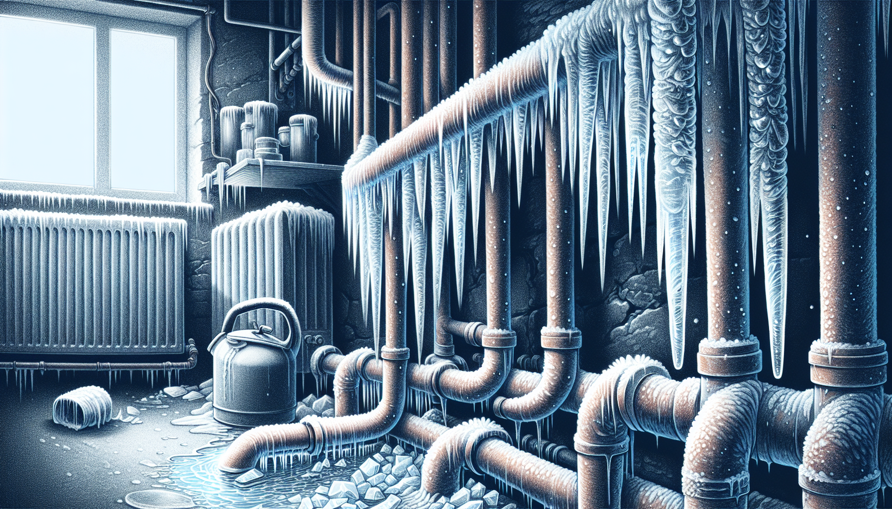 Eingefrorene Leitungen, die die Heizung und Warmwasserversorgung stören.