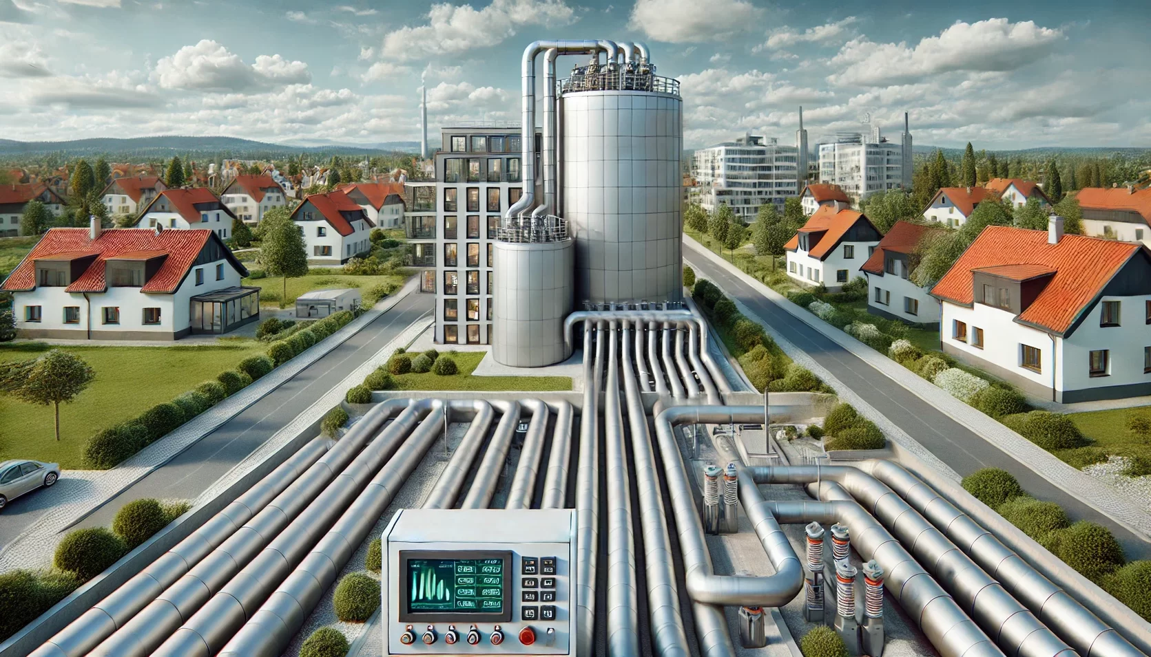 Ein Fernwärmesystem.