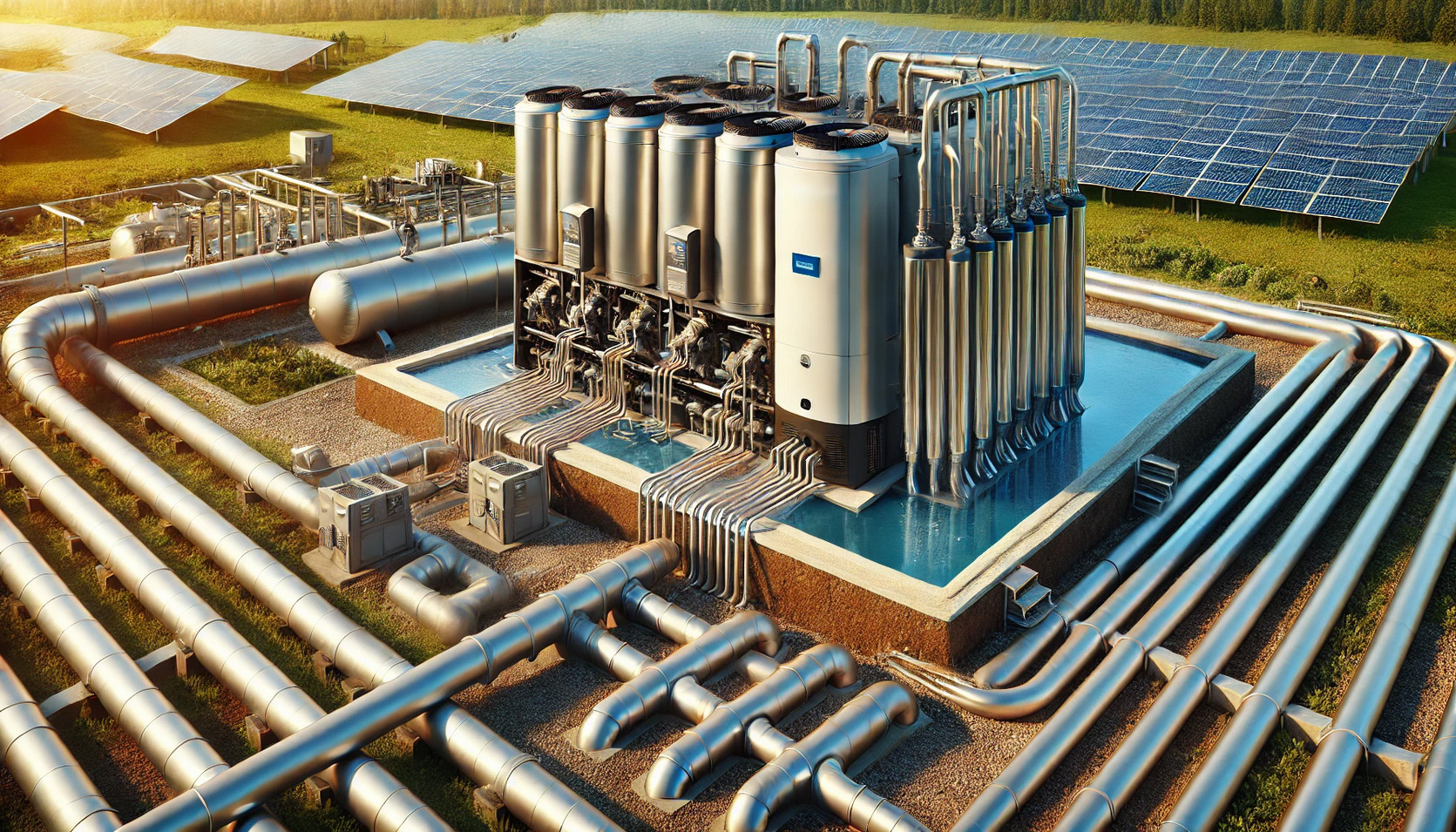 Eine Großwärmepumpe mit Sole-Wasser-Technologie.