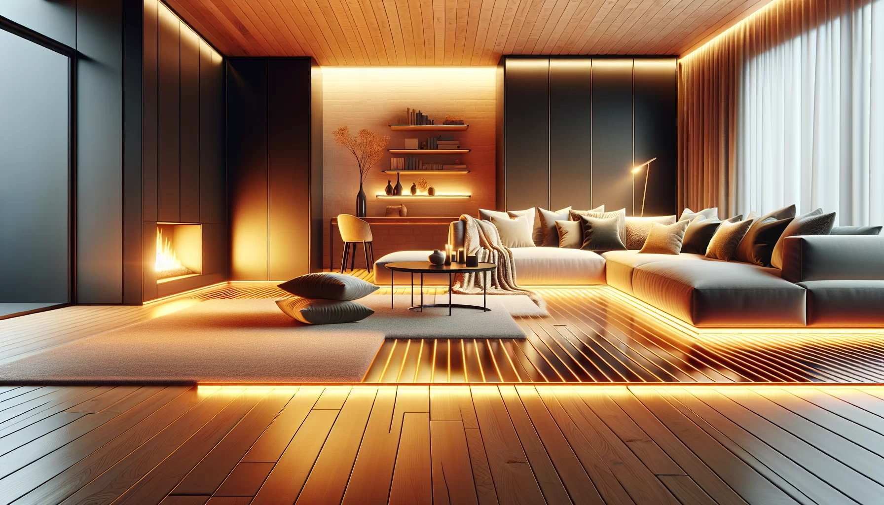 Vorteile einer Fußbodenheizung mit Fernwärme in einem modernen Wohnraum.