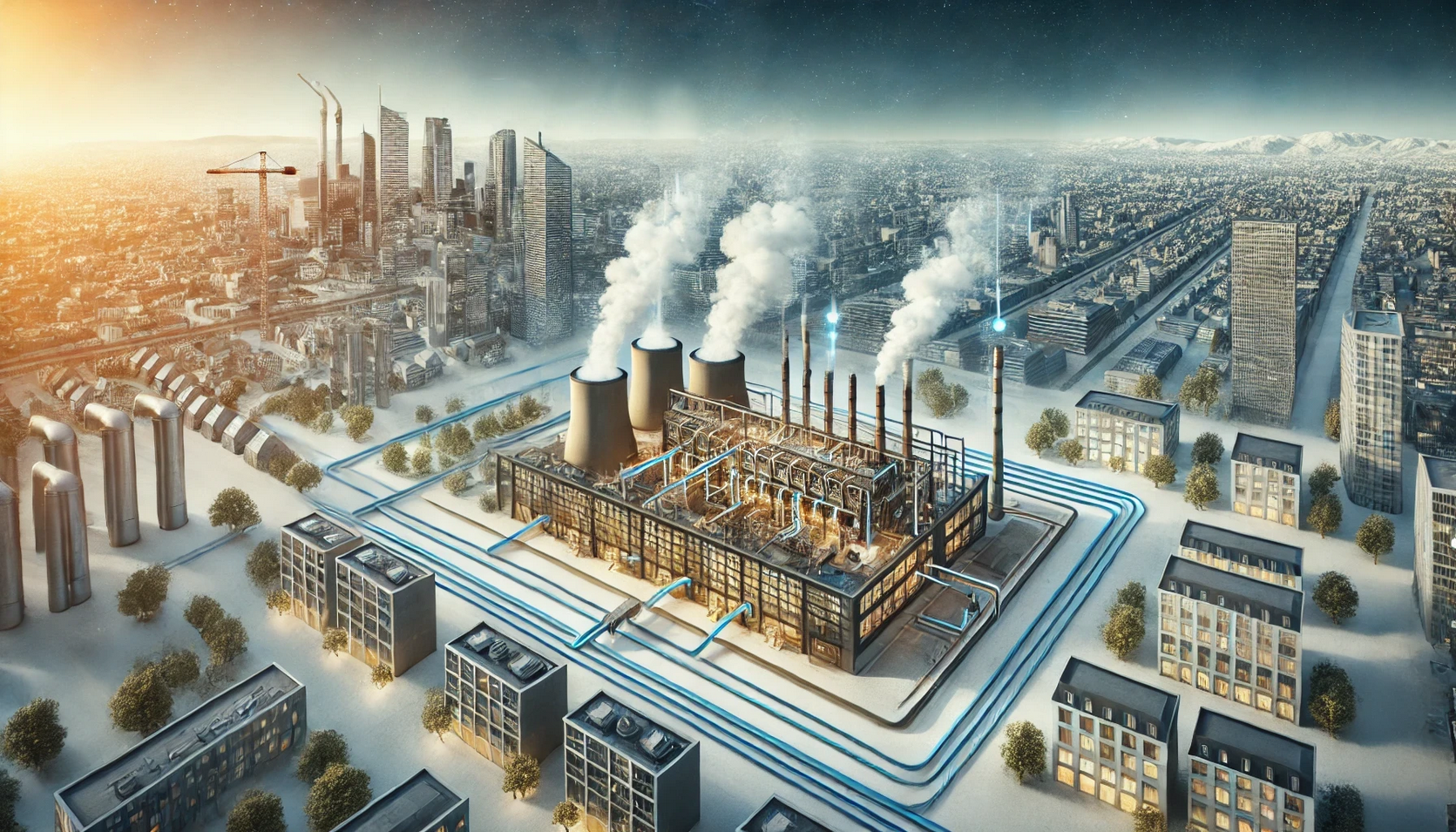 Illustration von CO₂-Emissionen aus Fernwärme-Systemen.