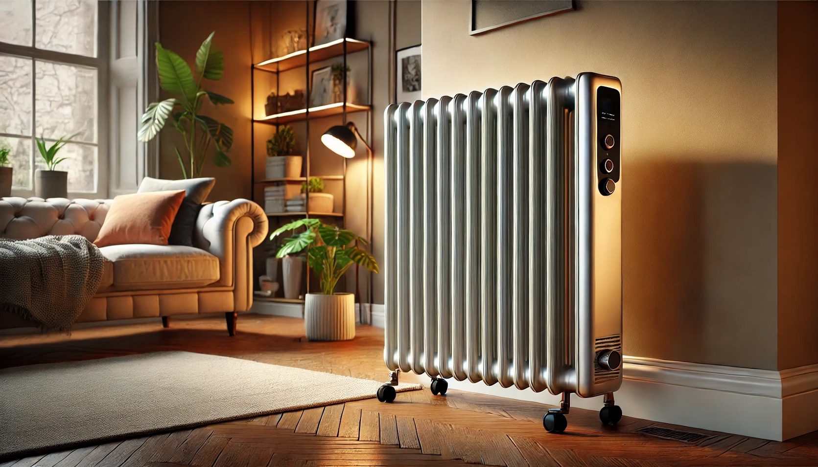 Ein Ölradiator in einem Wohnzimmer.