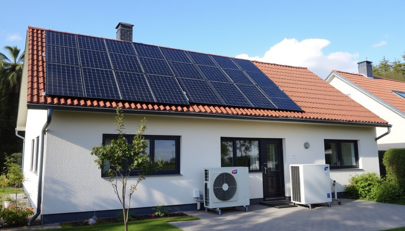 Illustration der verschiedenen Arten von Hybridheizungen, einschließlich Wärmepumpen und Solaranlagen.