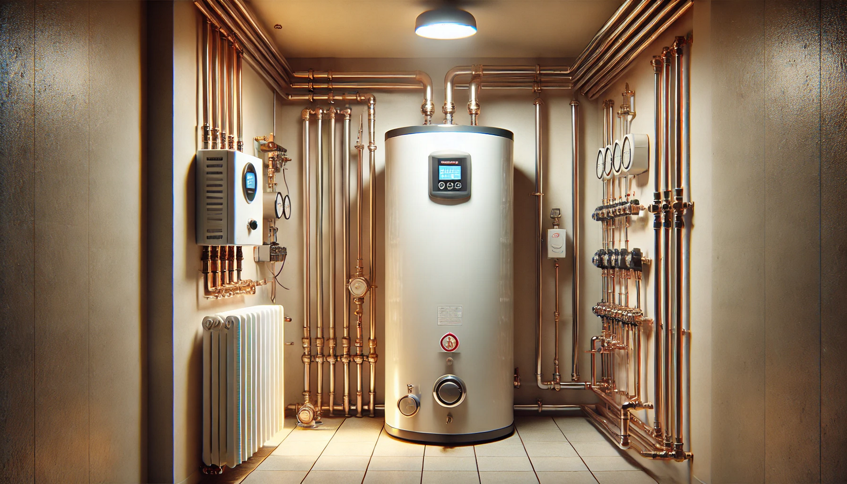 Eine Warmwasser-Heizungsanlage.