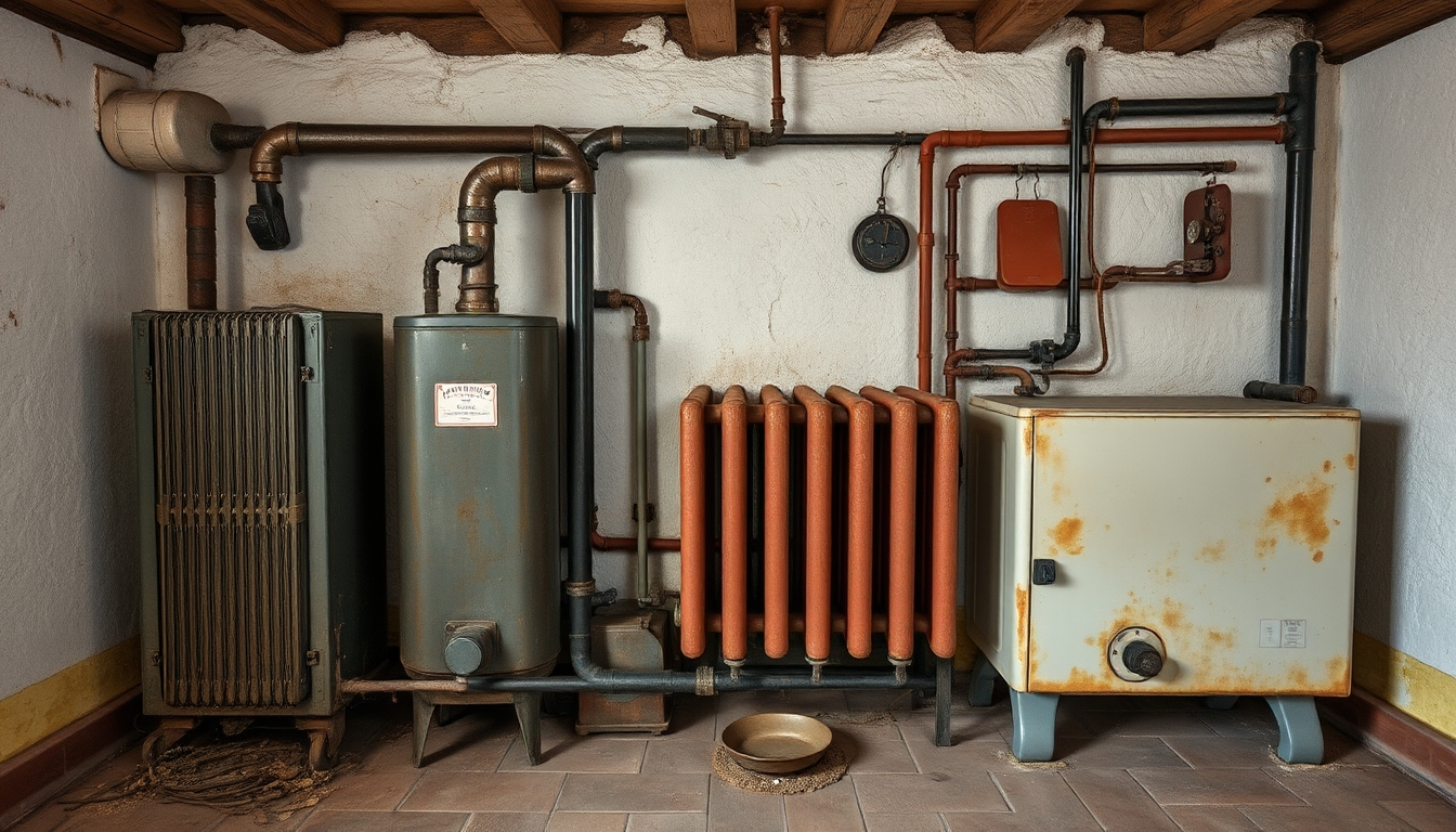 Eine alte Heizungsanlage in einem Altbau.