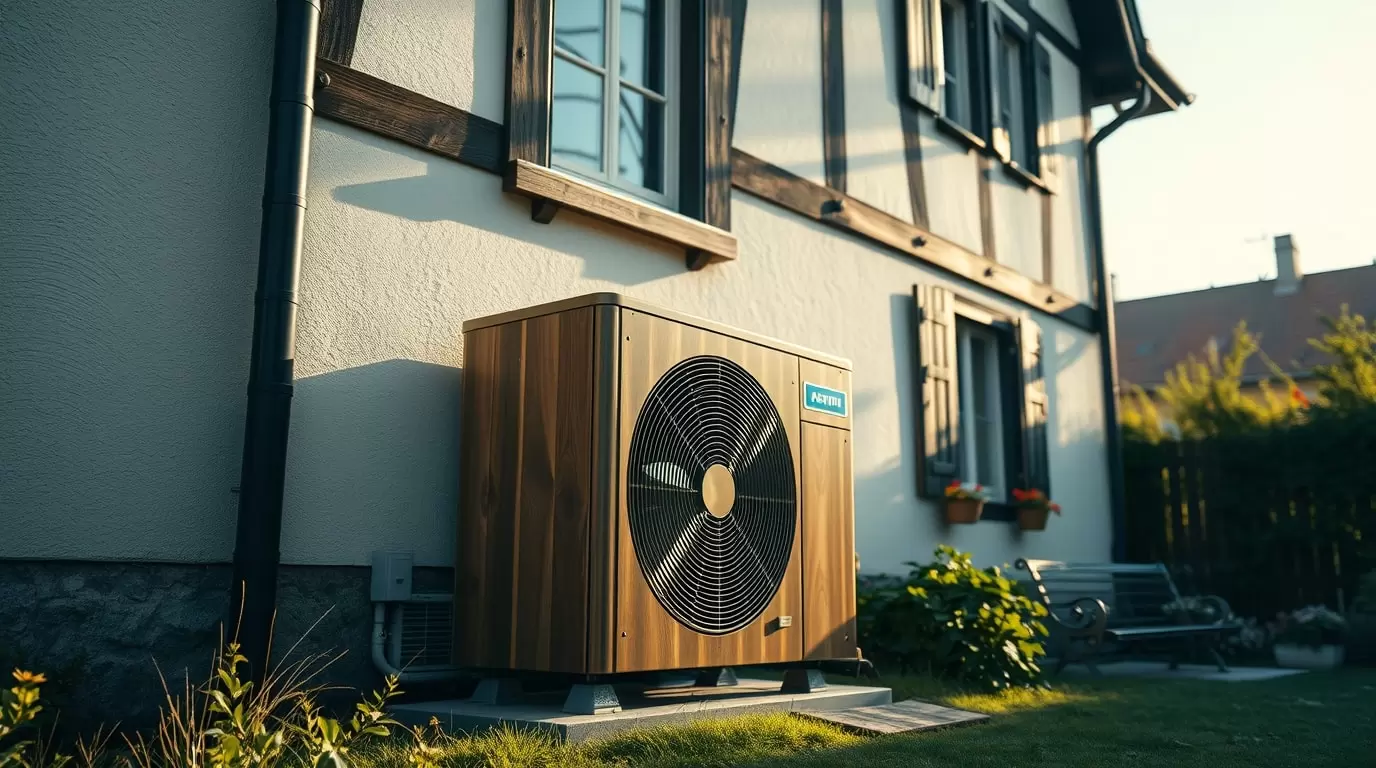 Wärmepumpe mit Pflanzen.