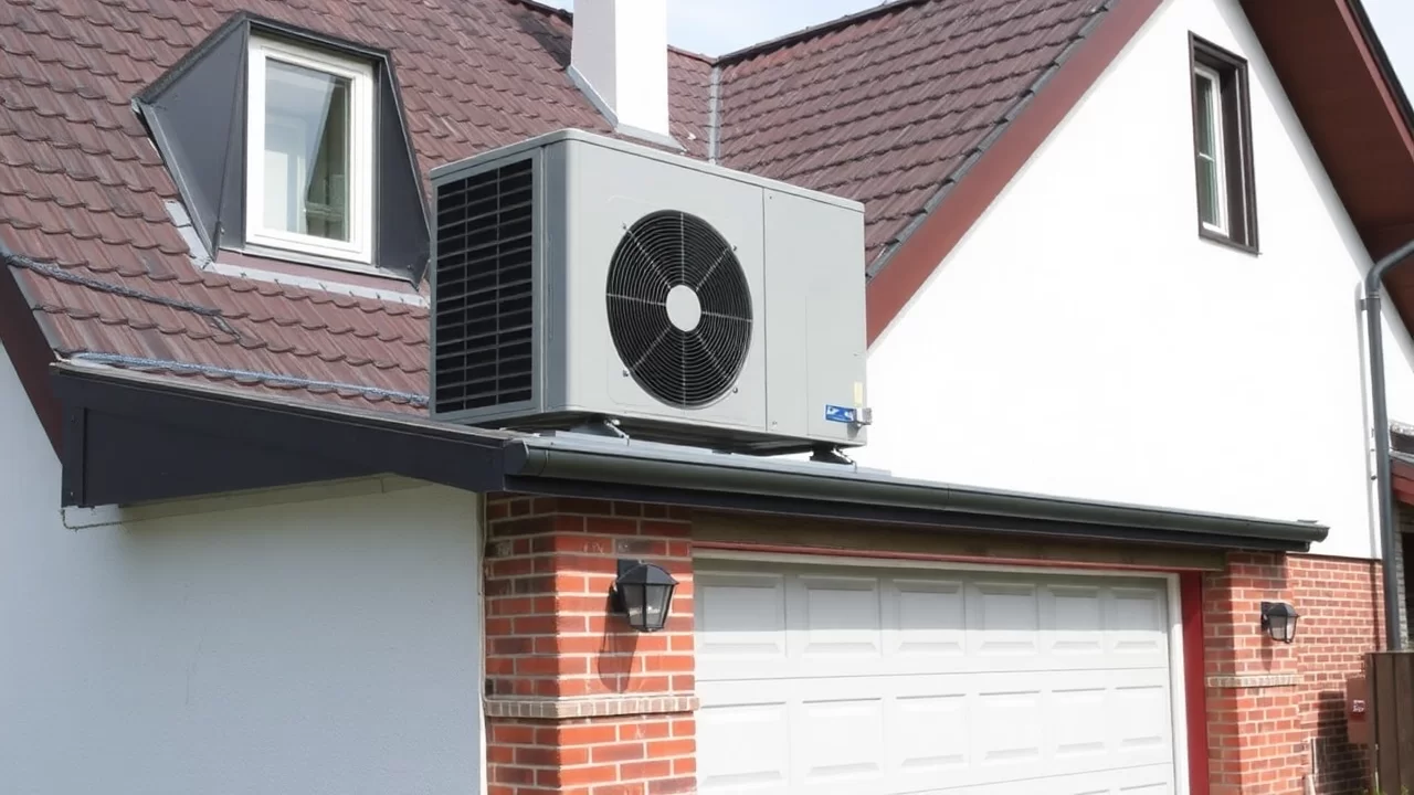 Wärmepumpe auf Garagendach