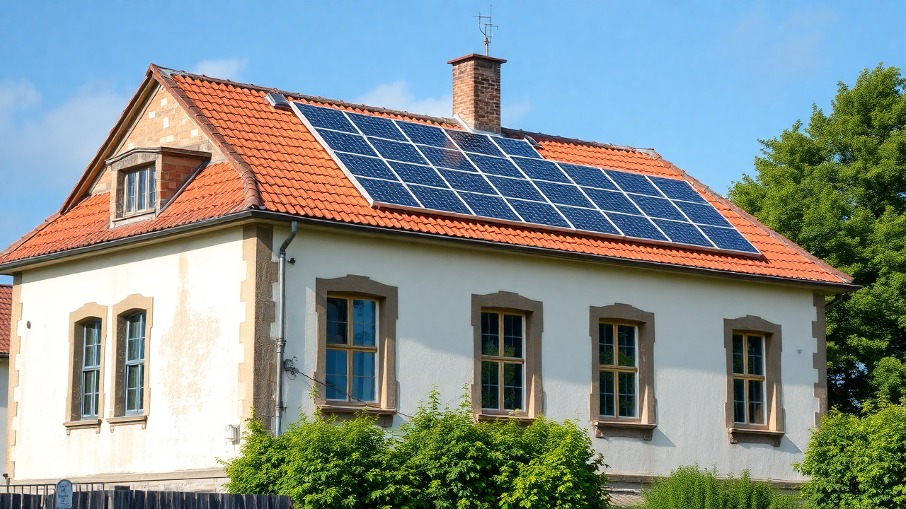 Solarmodule für die Photovoltaikanlage im Altbau.