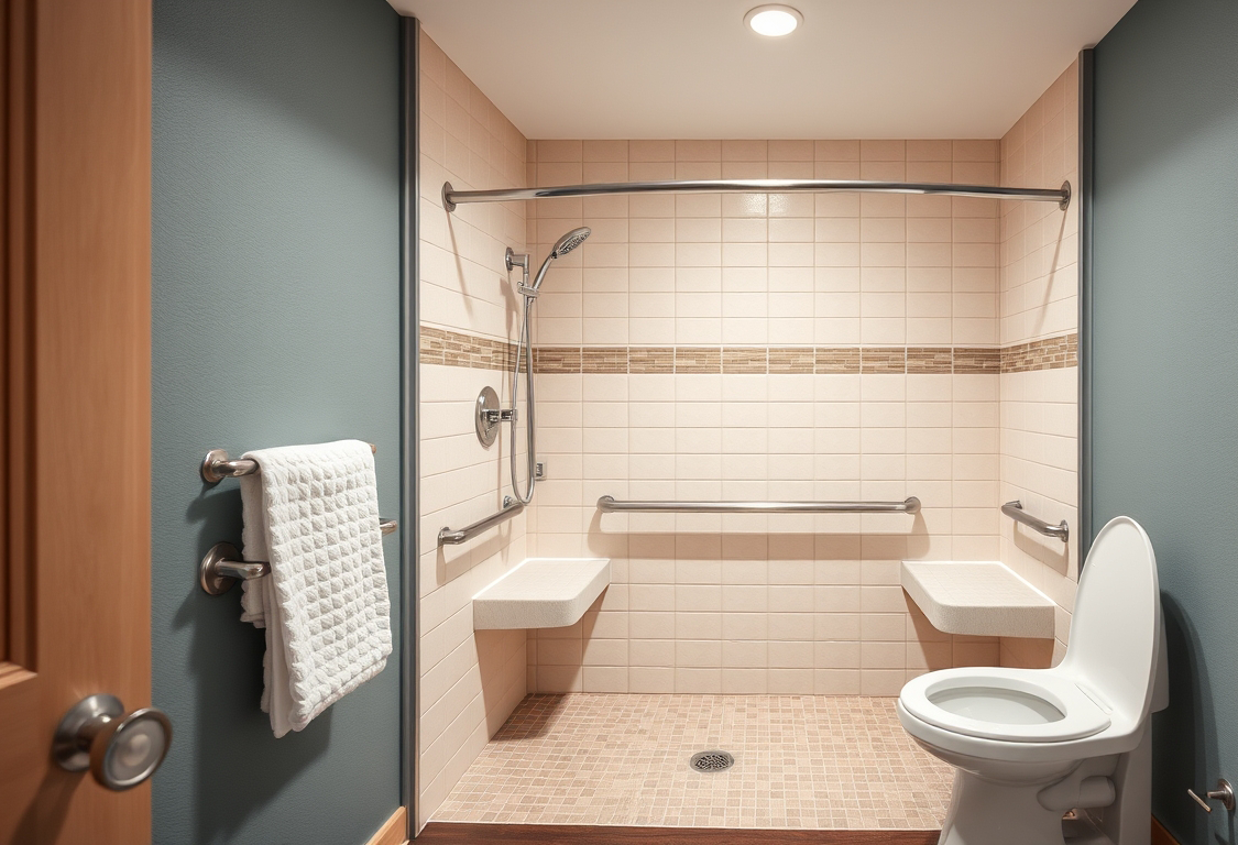 Eine moderne Sitzdusche in einem stilvollen Badezimmer.