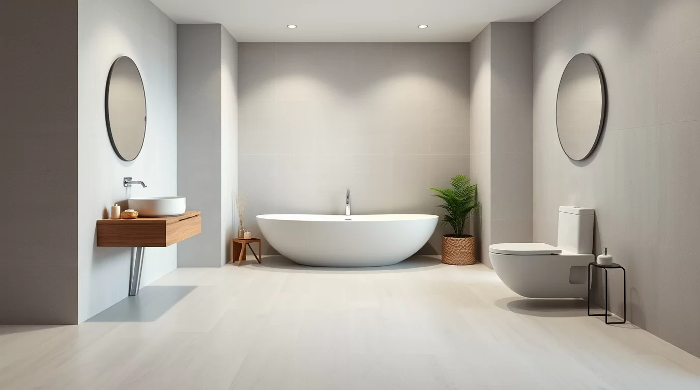 PVC-Bodenbelag im Badezimmer, der wasserabweisend ist.
