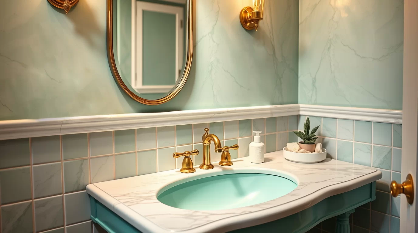 Ein Vintage-Waschbecken mit Retro-Armaturen