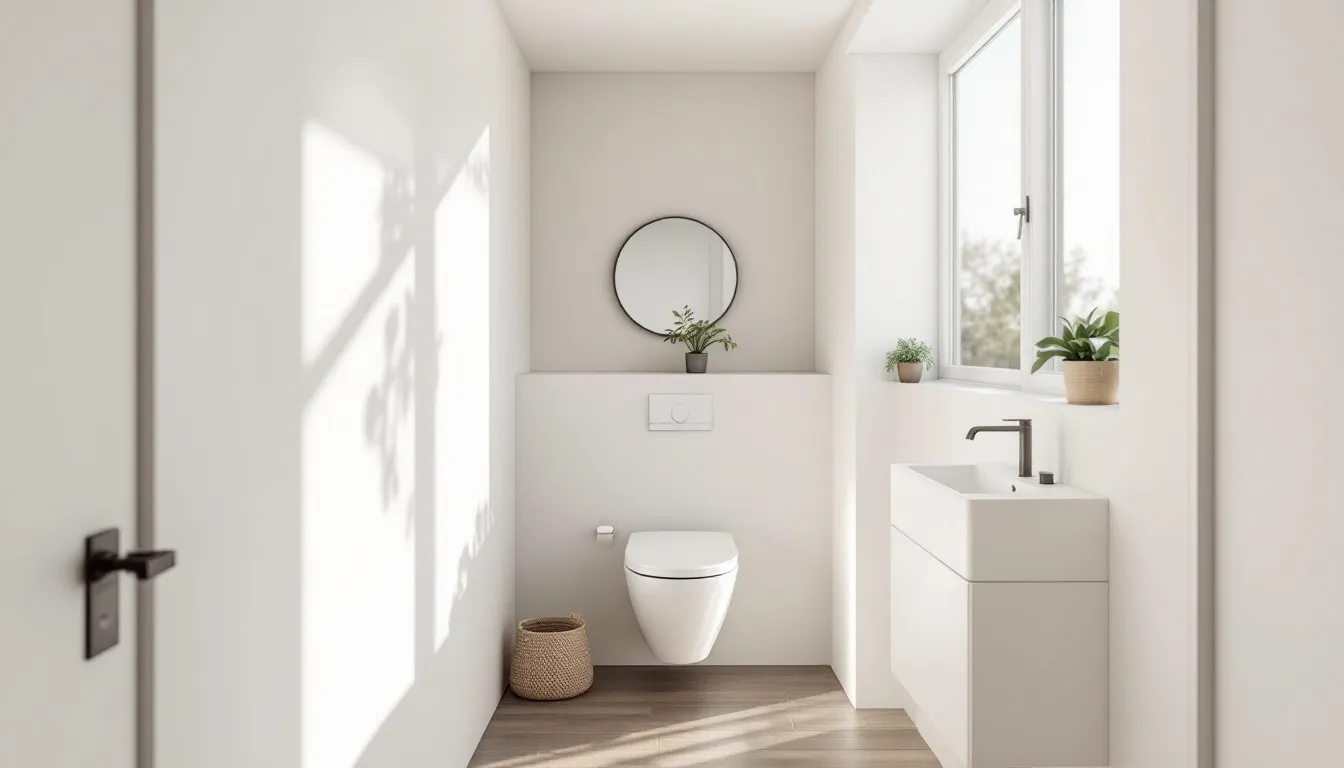 Moderne Stile in einem Badezimmer mit minimalistischer Gestaltung.