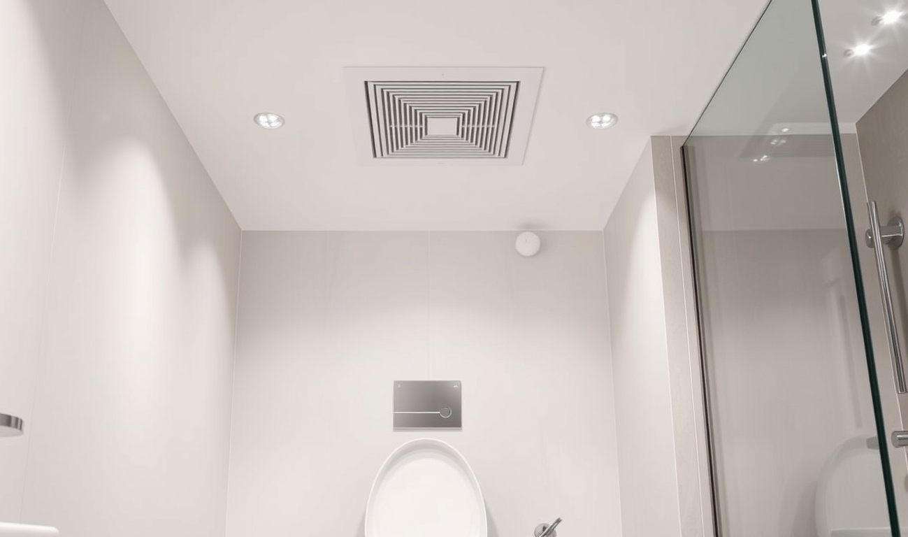 Ein Badezimmer mit einem modernen Lüftungssystem, das für ein optimales Raumklima sorgt.