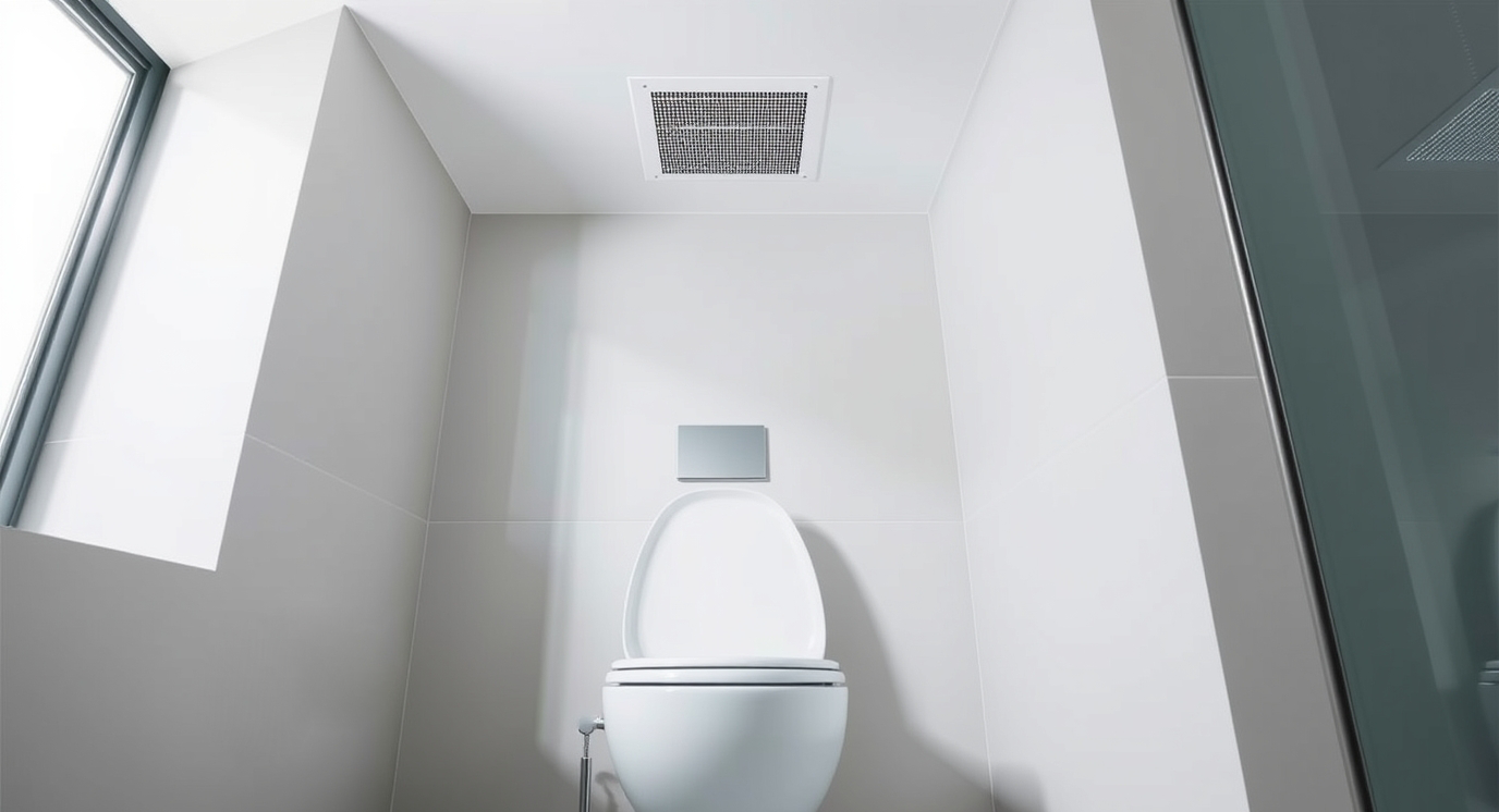 Installation eines Lüftungssystems im Badezimmer, das eine regelmäßige Wartung erfordert.