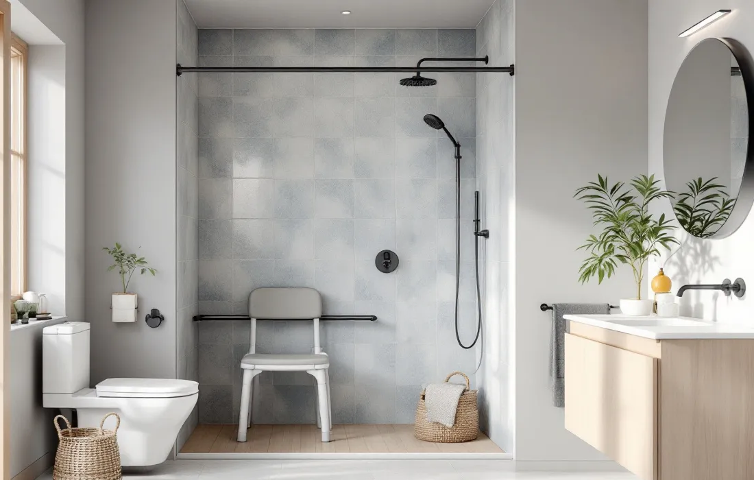 Funktionale Verbesserungen in einem barrierefreien Badezimmer.