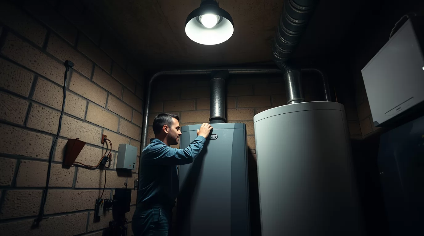 Wartung einer Heizungsanlage.