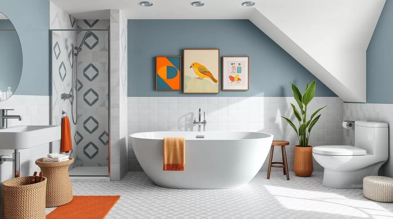 Eine freistehende Badewanne