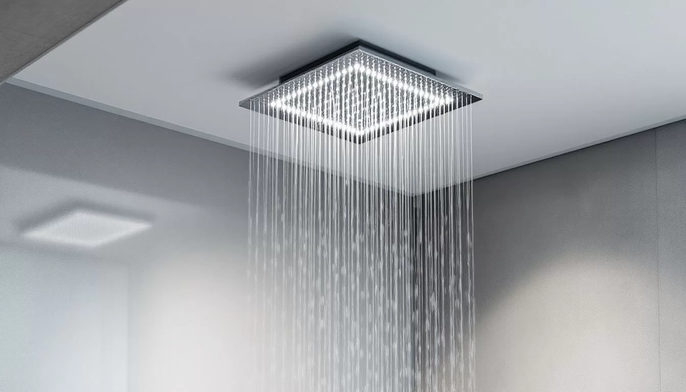 Moderne Armaturen und Regenduschen in einem eleganten Badezimmer.