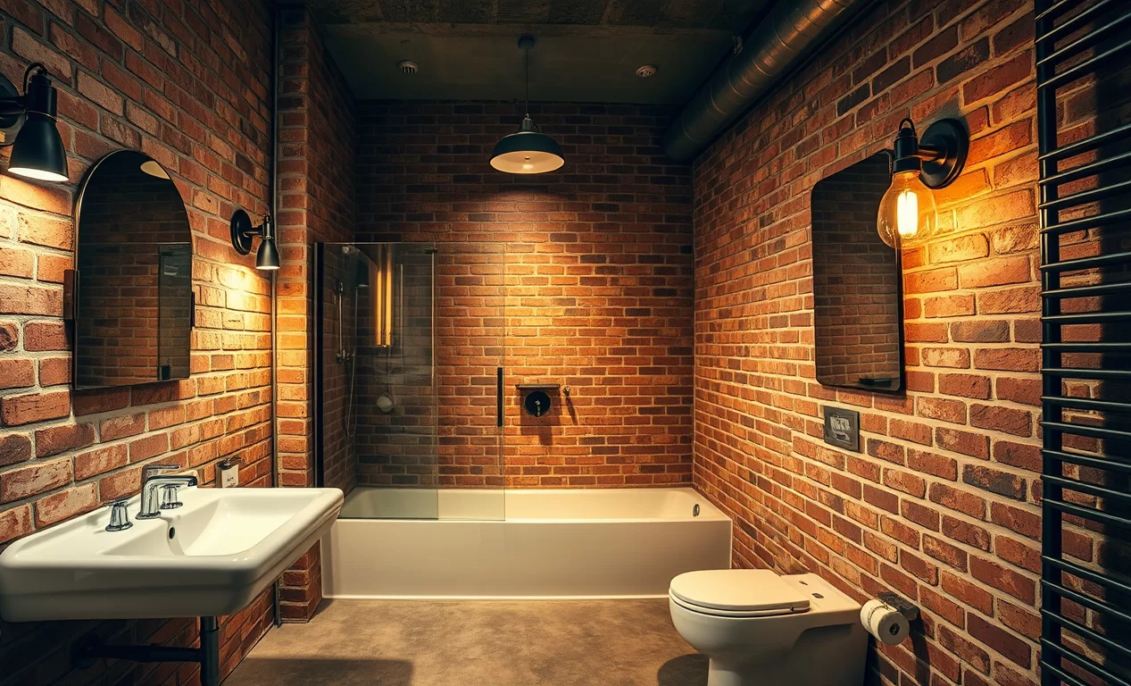 Beleuchtung im Badezimmer im Industrial Style mit verschiedenen Lichtquellen.