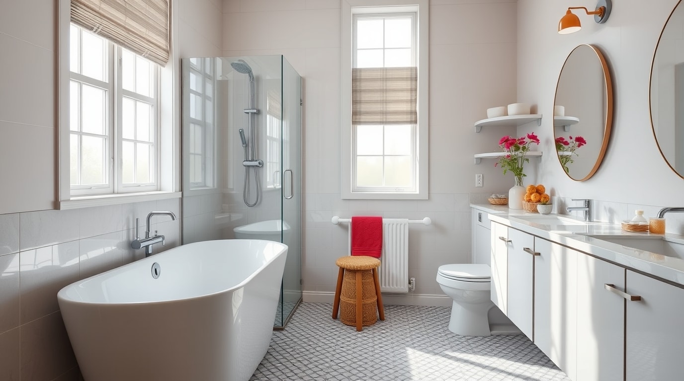Funktionale Möbel und Unterschränke unter einem Waschbecken in einem Badezimmer.