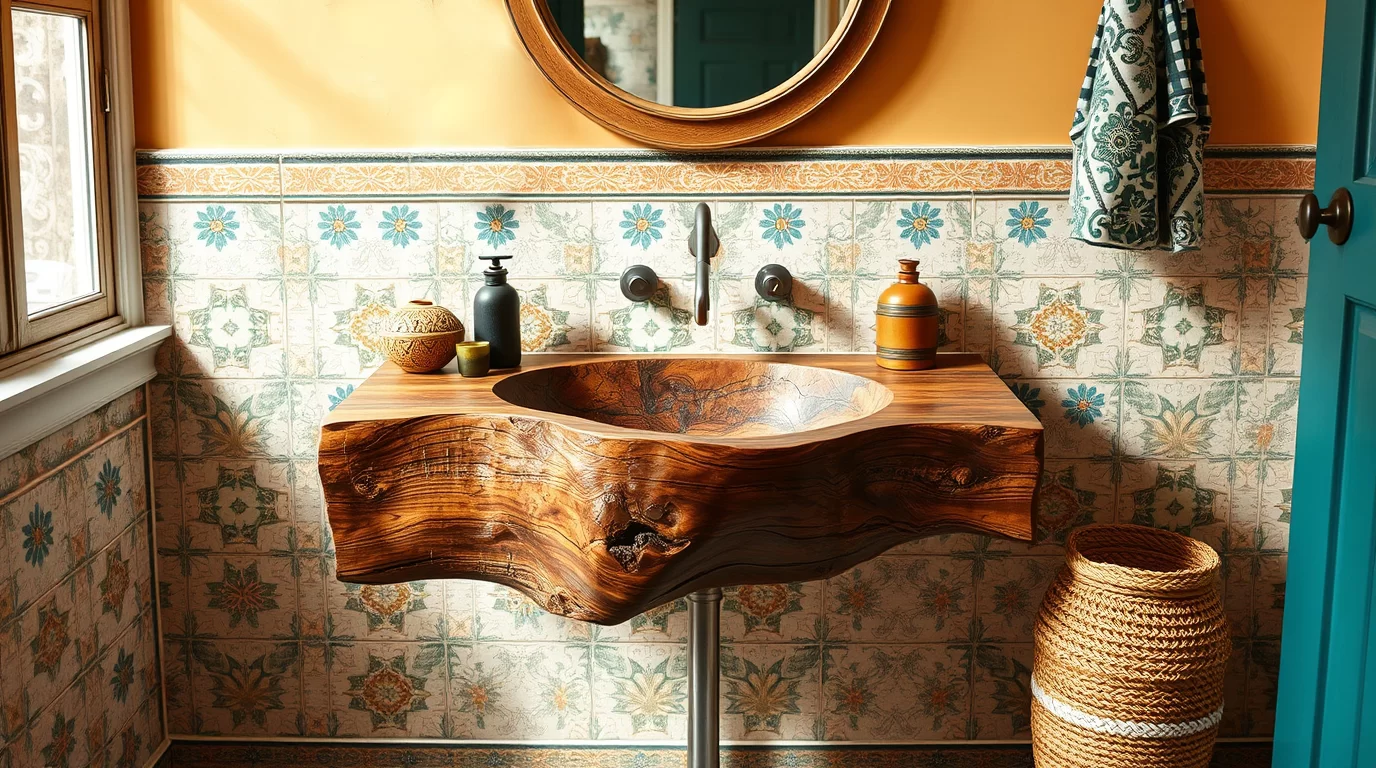 Ein Holzwaschbecken, das regelmäßig gepflegt wird, um seine Oberfläche zu erhalten.