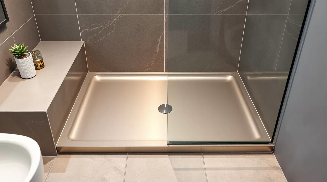 Technische Details einer Duschwanne mit Stahl Emaille.