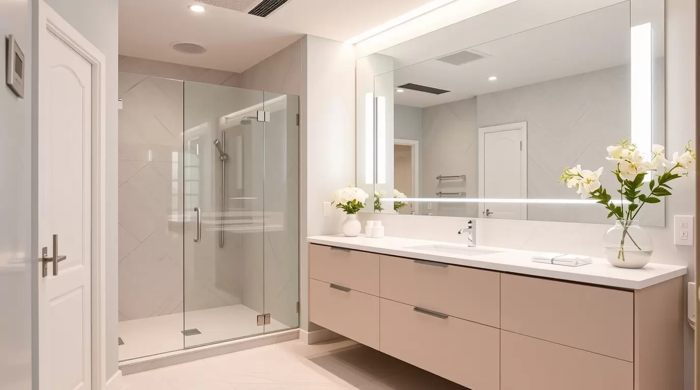 Spiegel und Glaselemente im Badezimmer