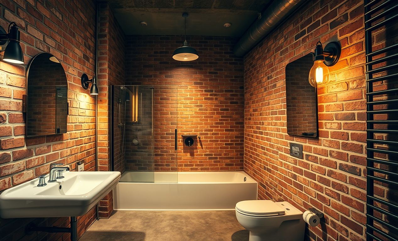 Hochwertige Materialien und neutrale Farben im Industrial Style Badezimmer