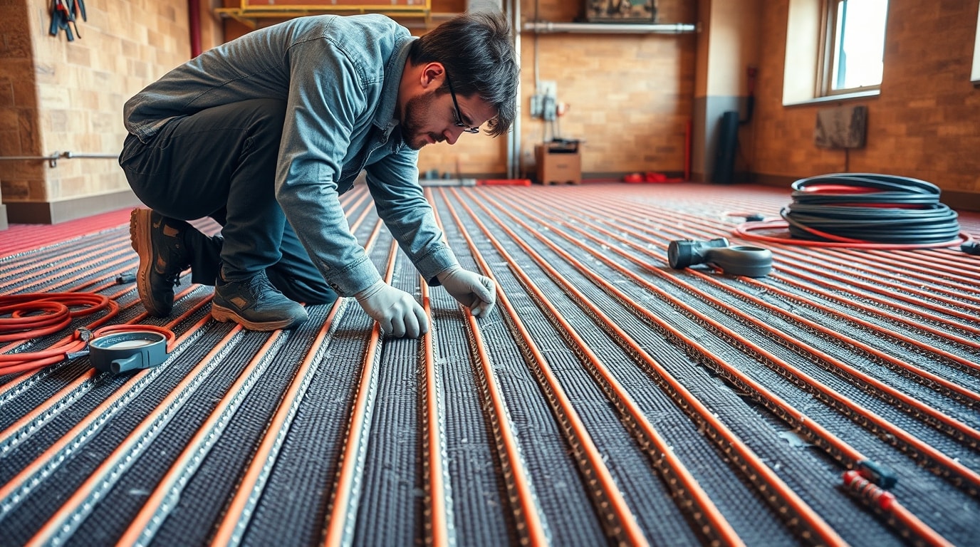 Planung und Installation von Fußbodenheizungssystemen.