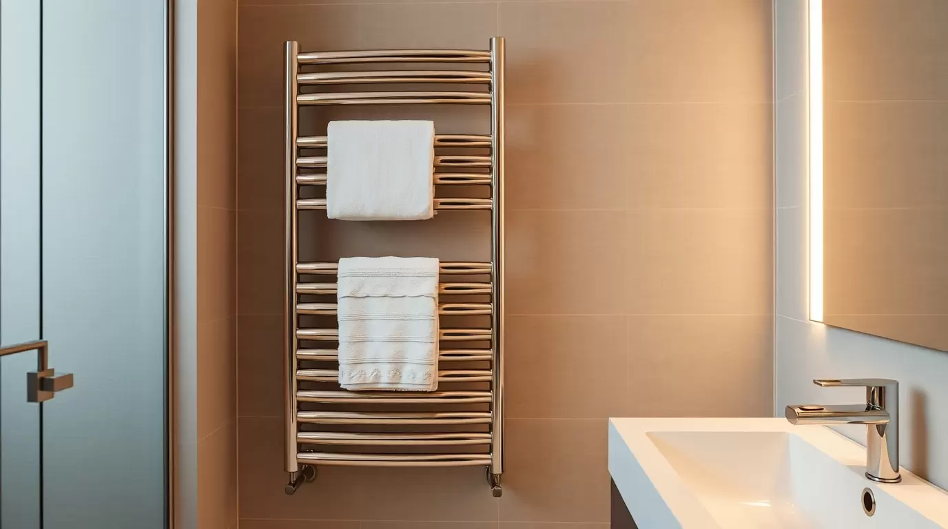 Handtuchhalter mit Infrarotfunktion im Badezimmer