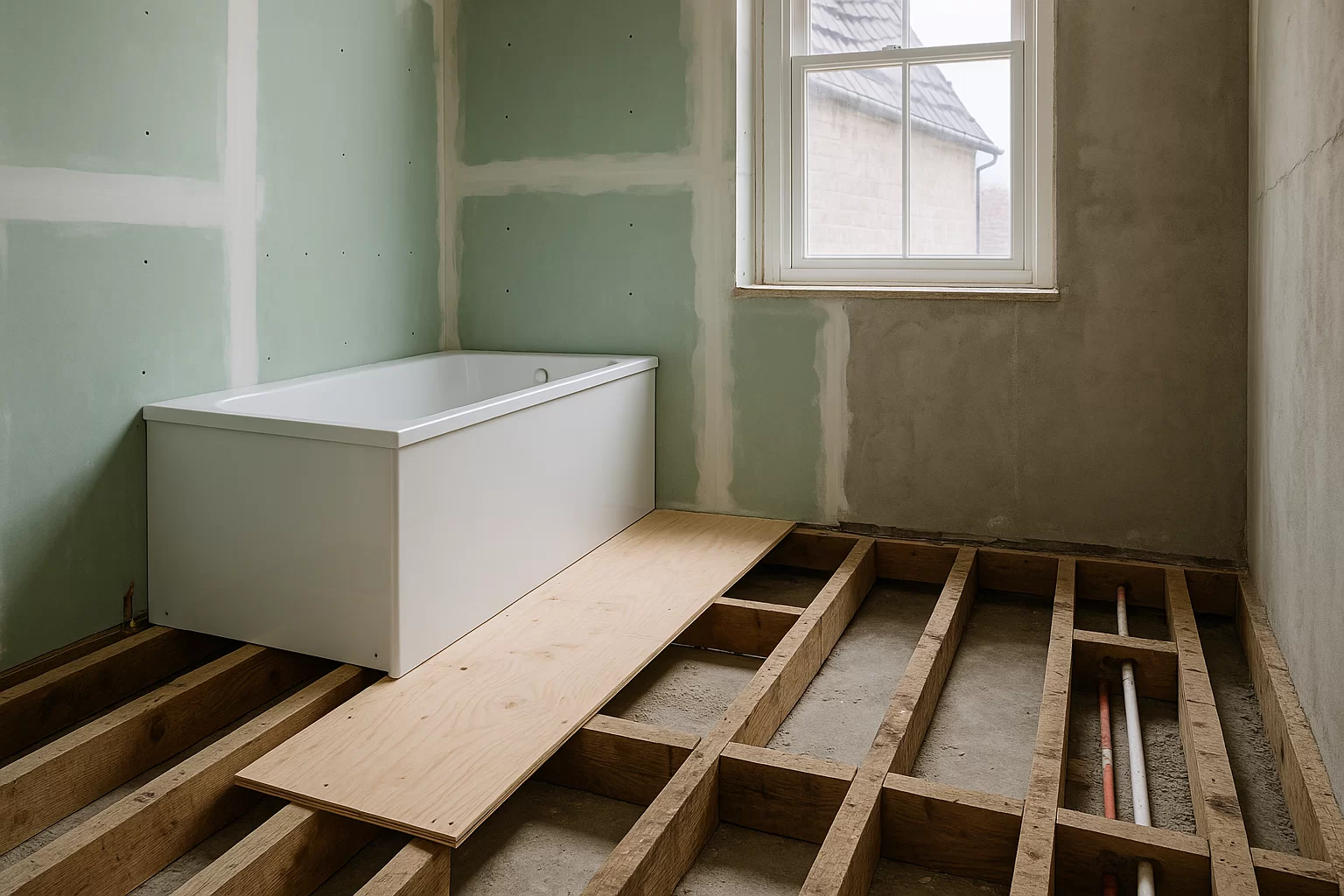 Herausforderungen bei der Altbausanierung: Badezimmer auf Holzbalkendecke