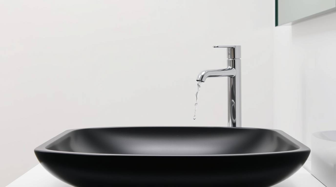 schwarze Waschbecken