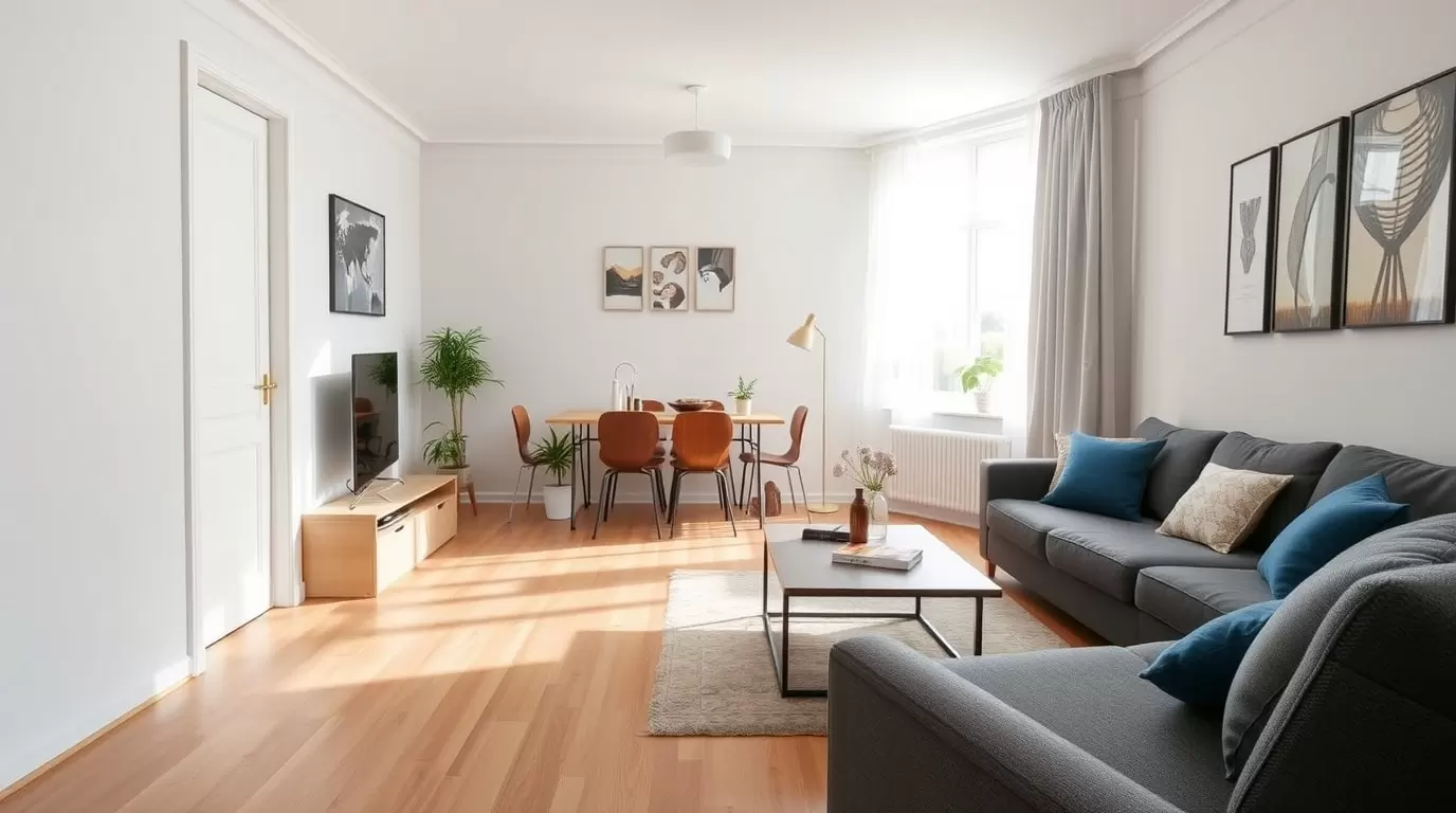 Wohnzimmer mit Holzboden