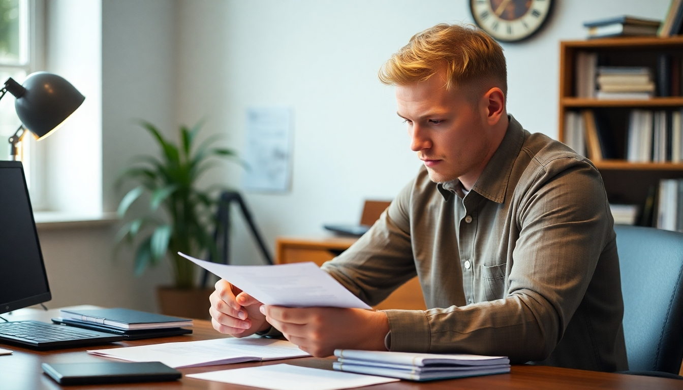 Mieter liest Mietvertrag