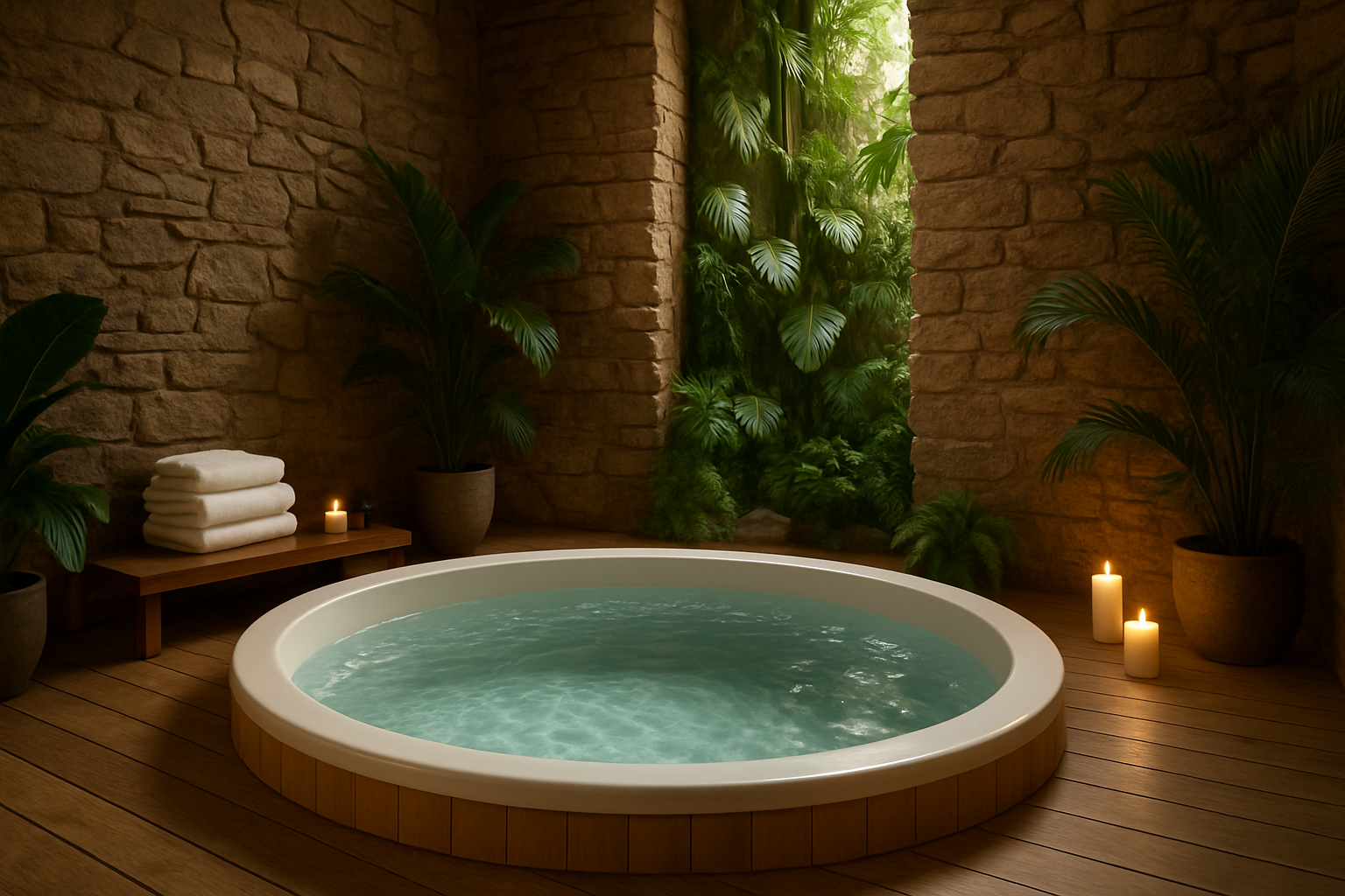 Individuell gestaltete Badezimmer mit runden Badewannen