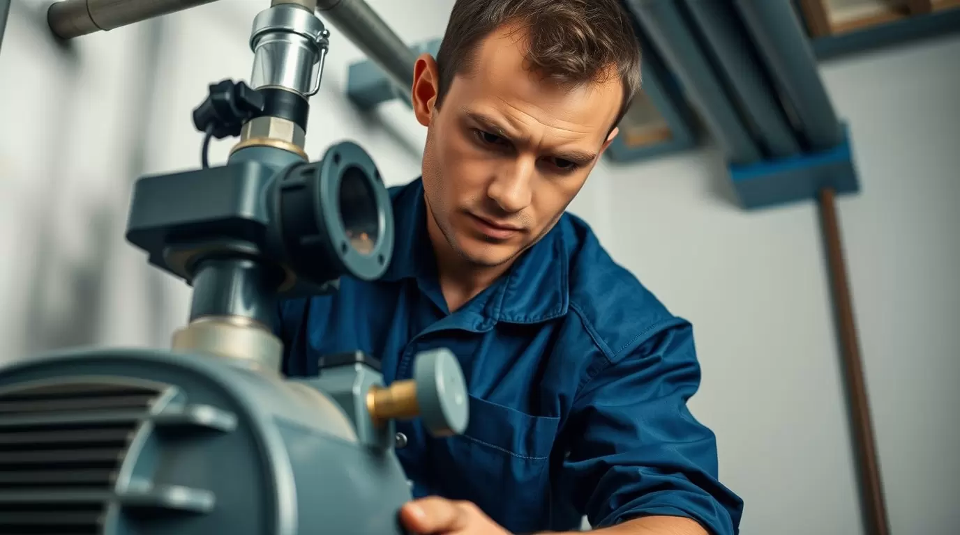 Wartung und Pflege einer Zirkulationspumpe in einer Fußbodenheizung.