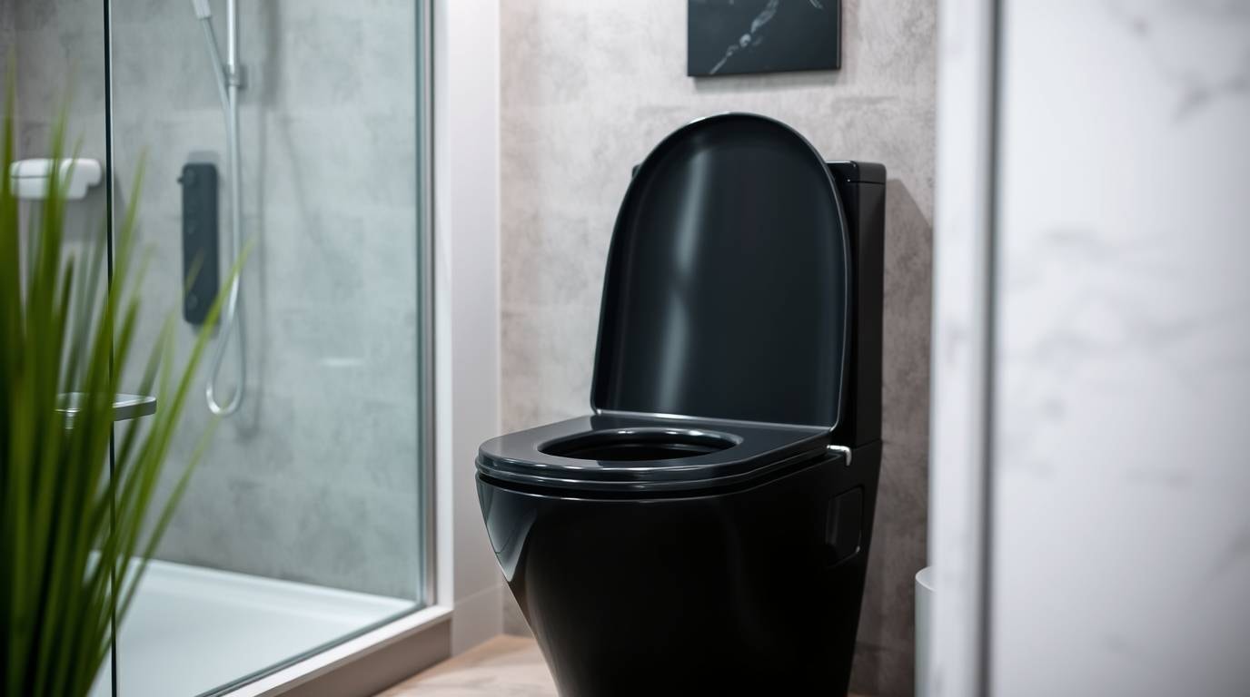 Eine stilvolle schwarze Toilette in einem modernen Badezimmer