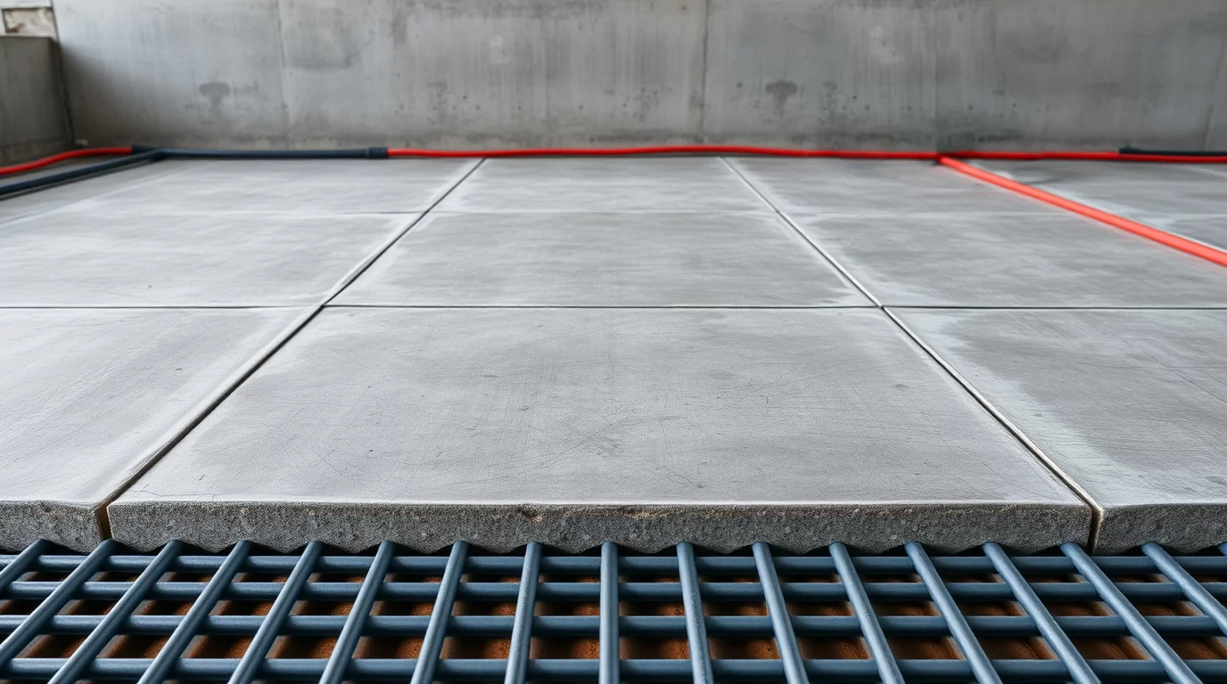 Installation von Beton-Estrich bei Fußbodenheizungen