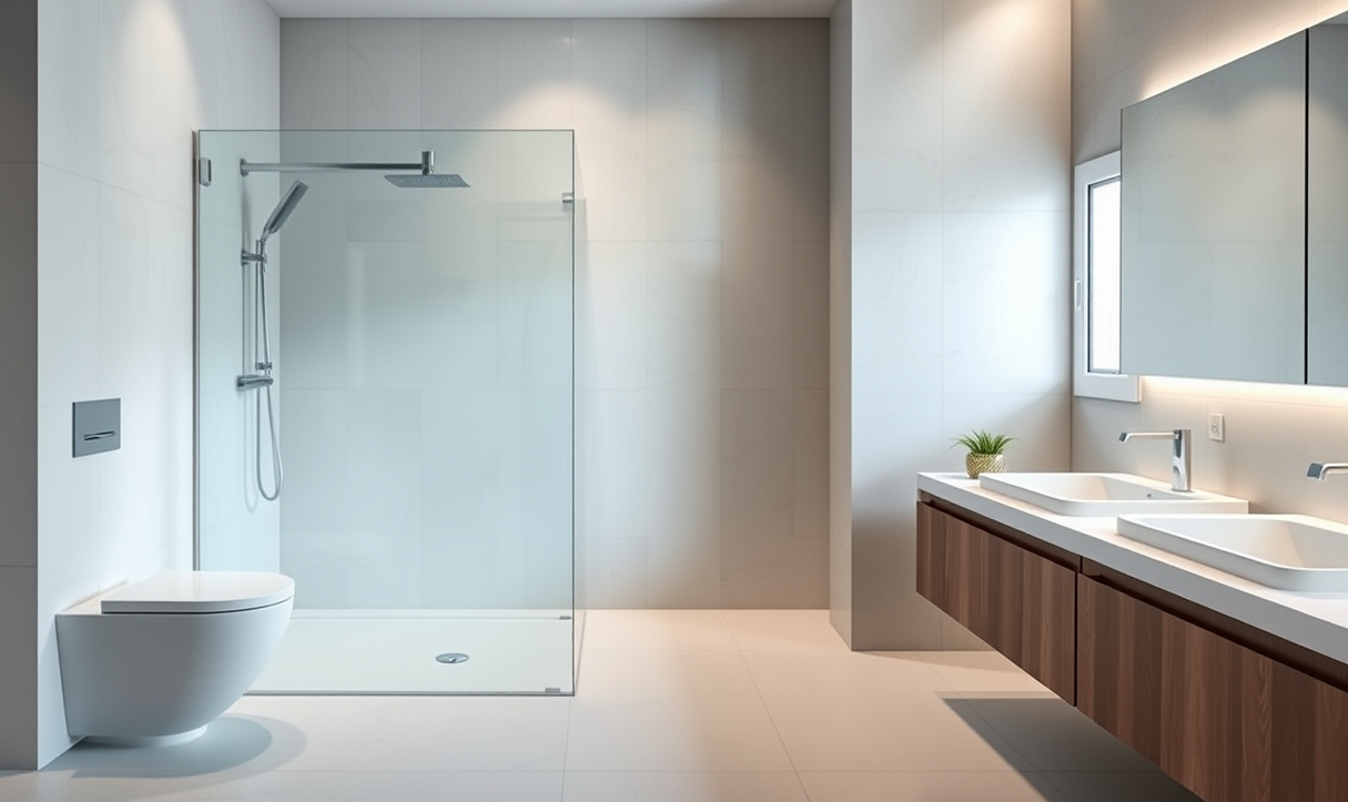 Barrierefreie Walk-In-Dusche mit wasserabweisender Beschichtung