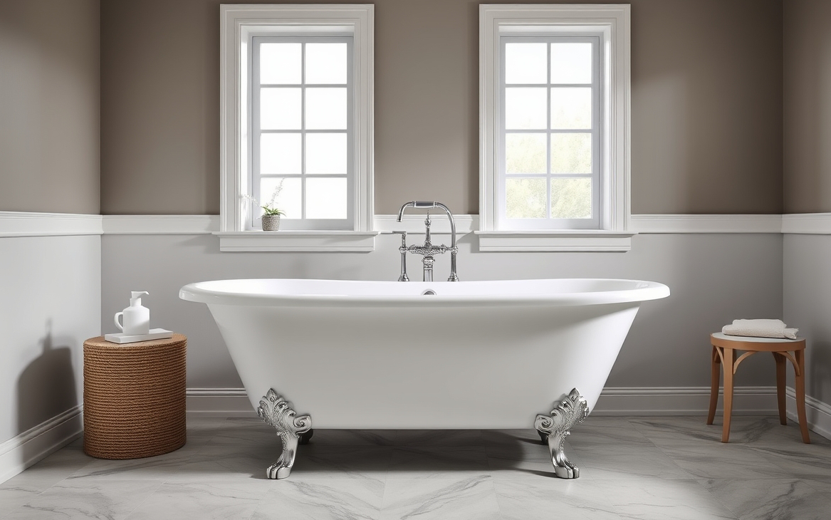 Eine Badewanne mit Fußbodenheizung darunter