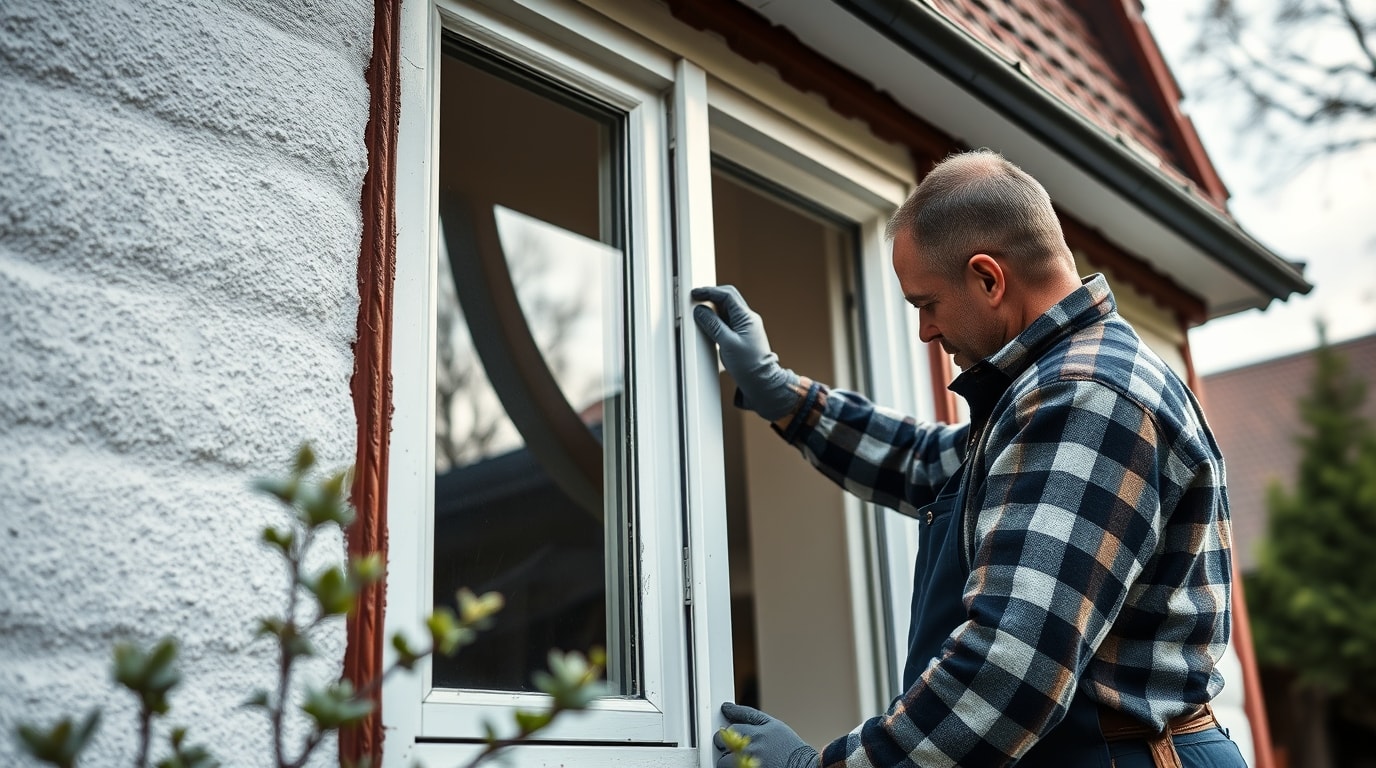 Illustration des Einbaus neuer Fenster in einem Haus