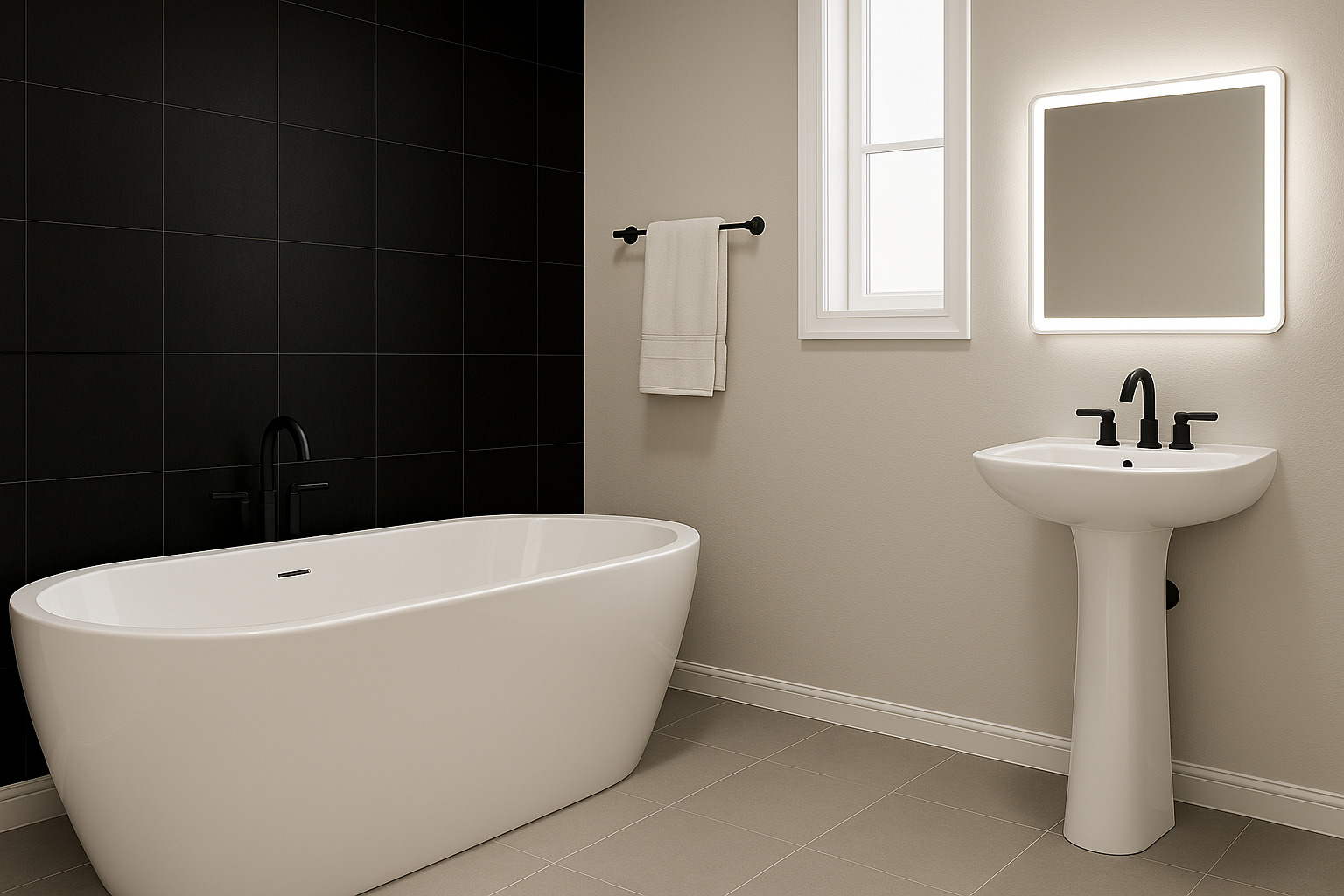Elegante freistehende Badewanne im Badezimmer