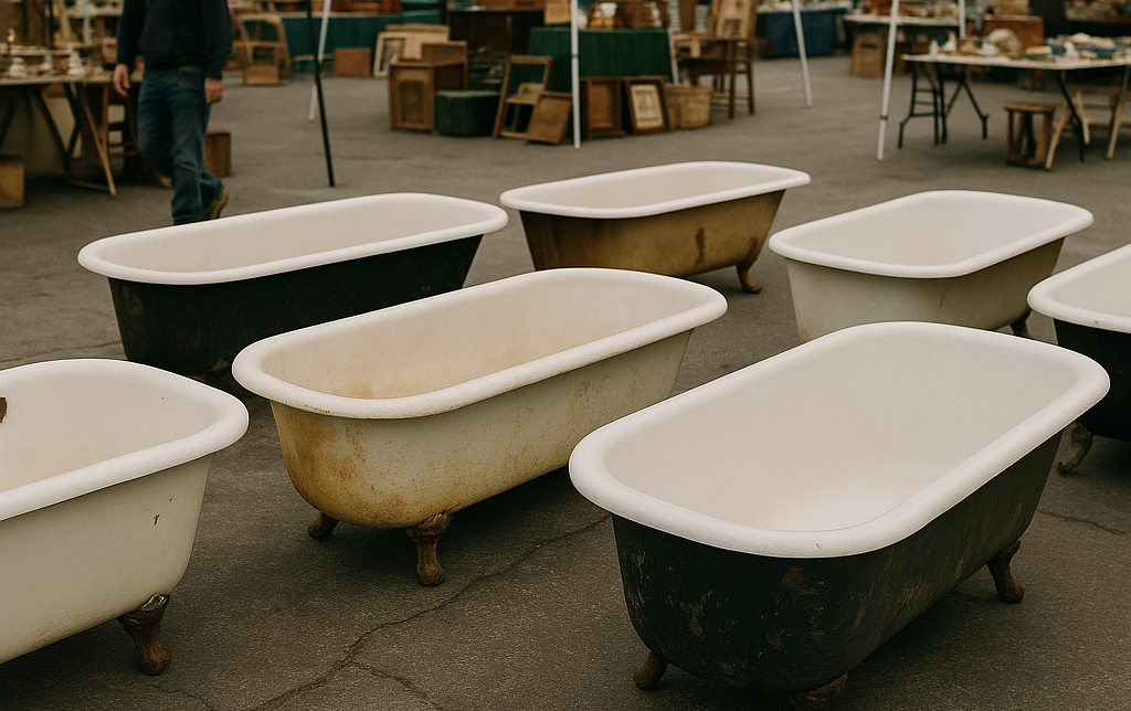 Badewannen im Flohmarkt