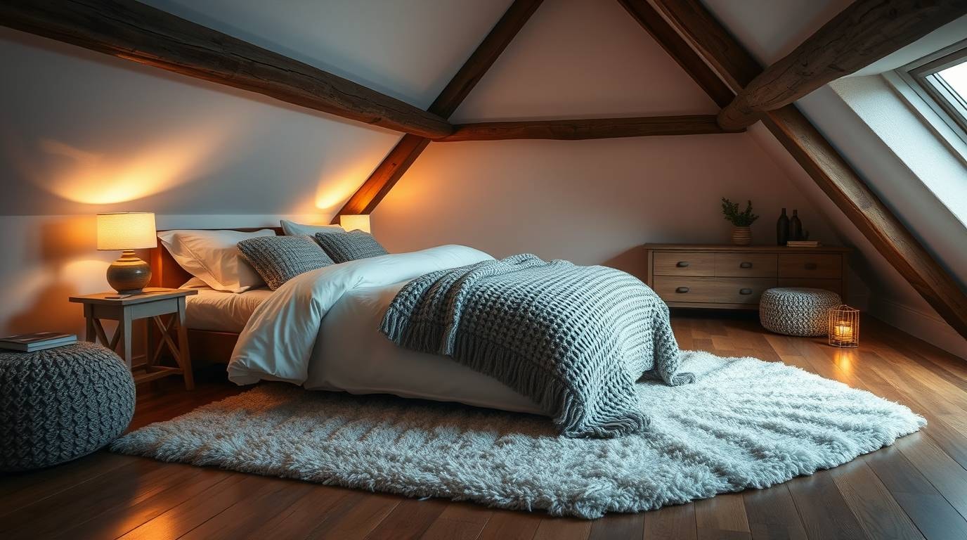 Gemütliches Schlafzimmer unter Dachschräge