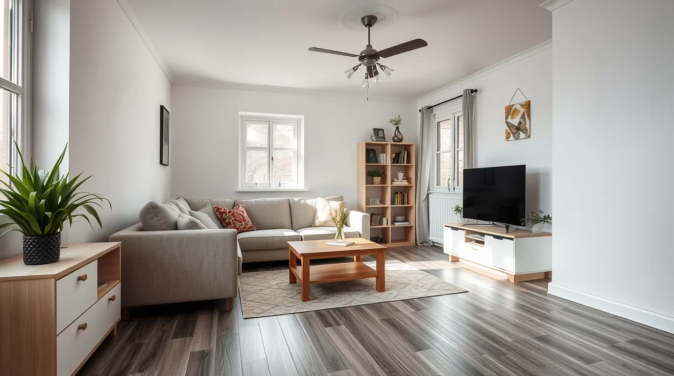 Ein renoviertes Wohnzimmer mit Fußbodenheizung