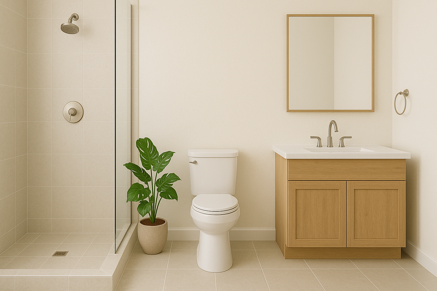 Badezimmer mit Philodendron