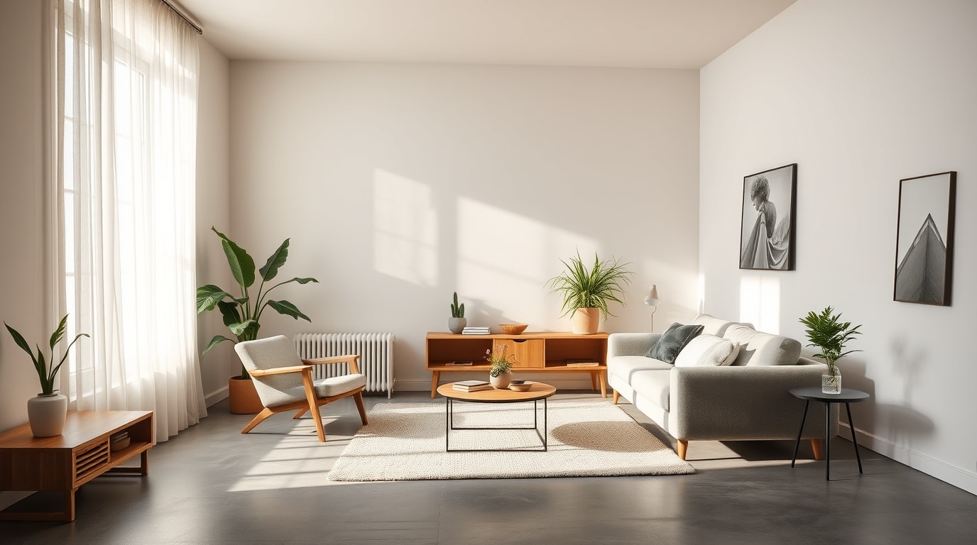 Wohnzimmer mit Zementestrichboden